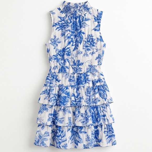 Express Dresses & Skirts - Express • Blue & White Tiered Floral Dress • Size XS
